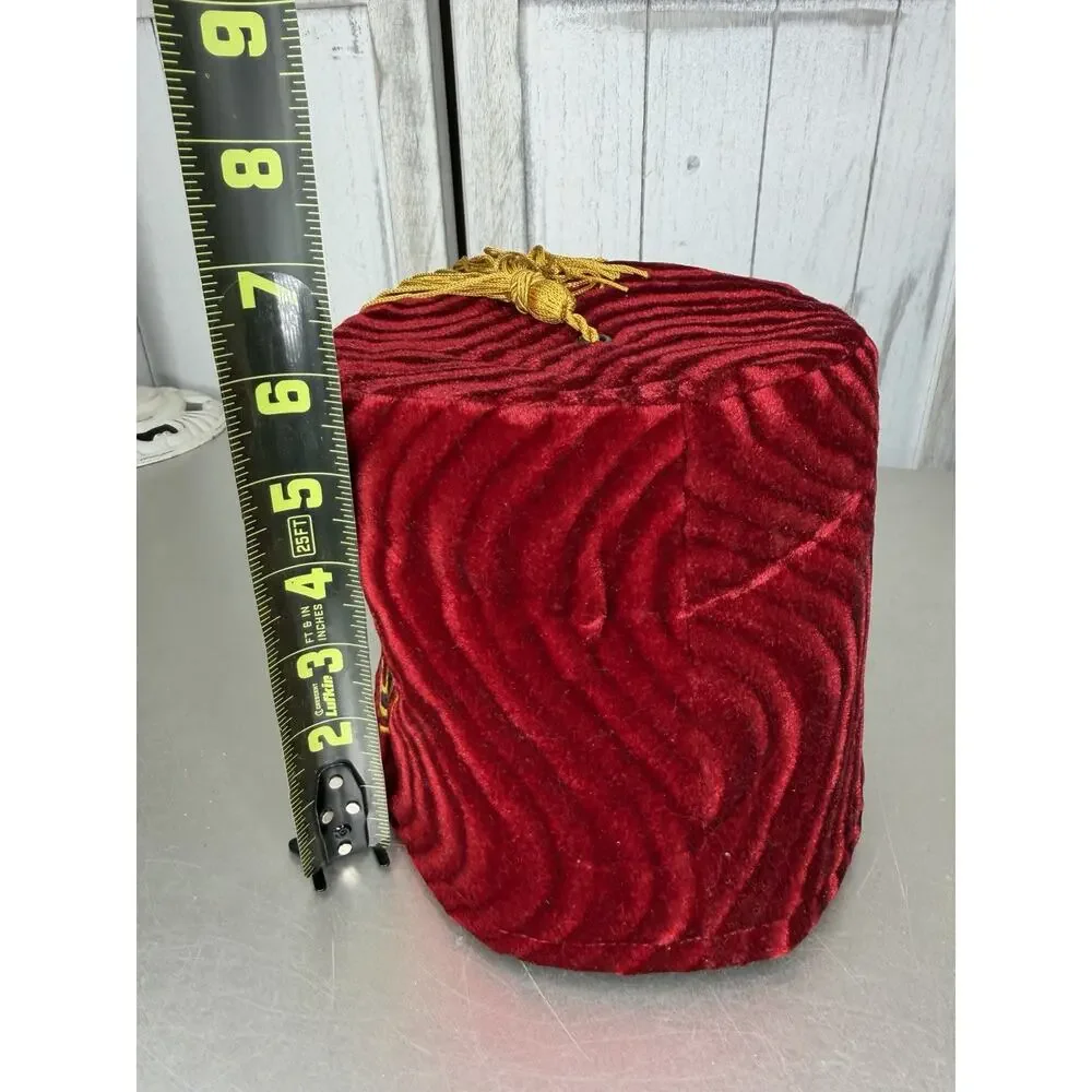 Vintage Fez-O-Rama Velvet Red Quilted With Gold Tassel Size XXL Made USA